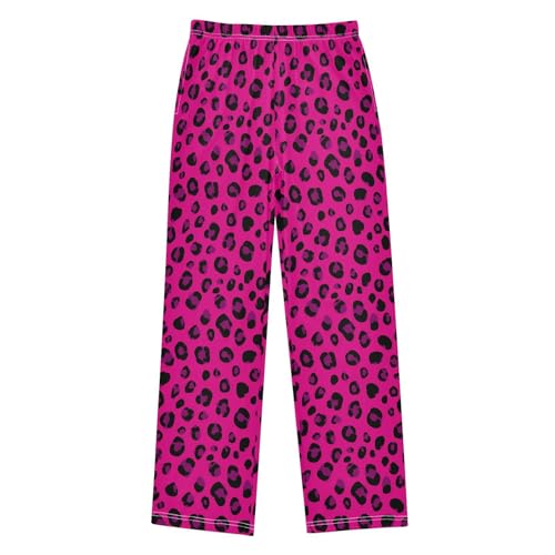 Pajama Pants Sleep Pants Fluorescent Purple Leopard for Age 6-14