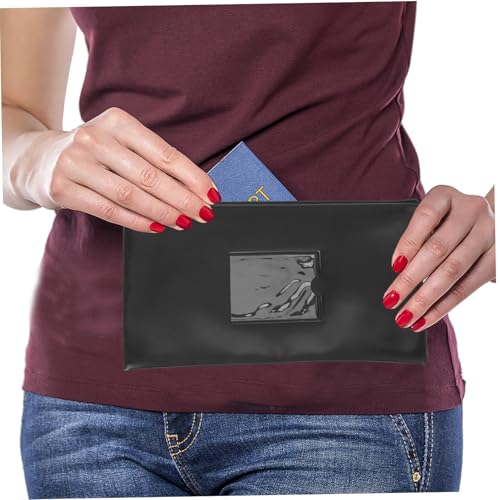 NUOBESTY Bank Deposit Money Bags with Window Compact Zippered Pouch for Cash Coins Documents Versatile PU Storage for Makeup 6
