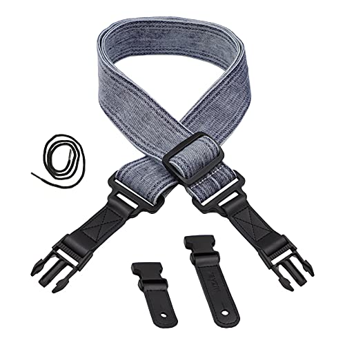 Rayzm Guitar Strap With Quick Release Leather Ends, Washed Demin Blue Adjustable Strap For Acoustic/Electric/Bass Guitar With Clip,5Cm Wide #TOP1