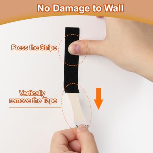 Image of PATIKIL 40-Pairs (80 Strips) Picture Hanging Strips, Heavy Duty Picture Hanging Strips Kit Removable Wall Hanging Strips Without Nails for Decorations, Black 99 x 20mm