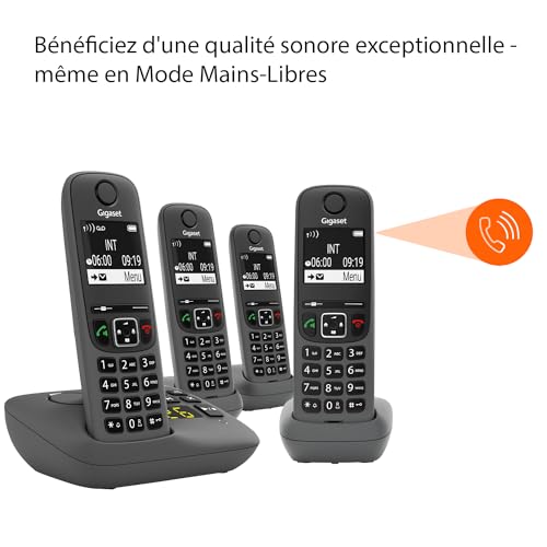Téléphone sans fil DECT GIGASET A695A 4 combinés Répondeur intégré Écran haut contraste - vue 4