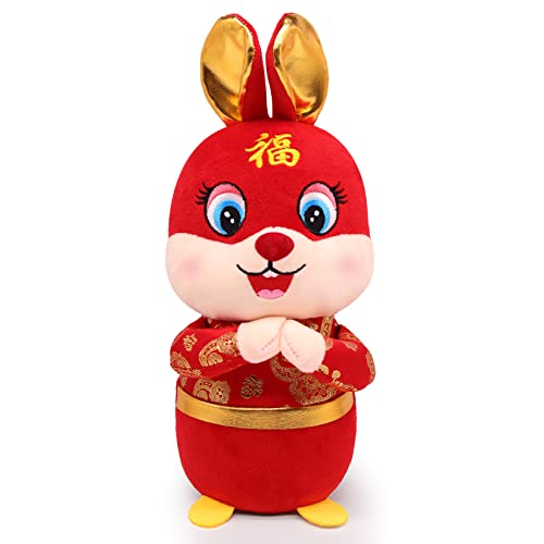 Desdfcer Kaninchen Plüschtier, 2023 chinesische Frühlingsfest Plüsch Puppe, neues Jahr Maskottchen Plüsch Stofftier, Kaninchen Kissen für Frühlingsfest Geschenk Home Decoration Doll Cover