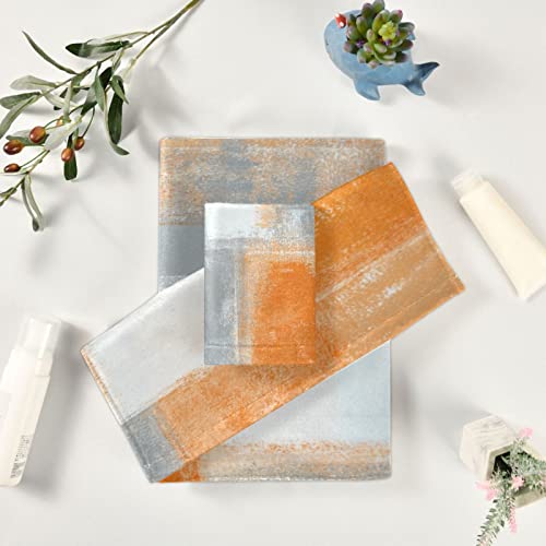 Patinisa Orange Grey Bath Towels Set Of 3,Gray White Graffiti Abstract Modern,Decoractive Bathroom Towels Set 1 Bath Towel,1 Hand Towel,1 Washcloth,Soft Shower Towels For Bathroom Beach Gym Spa #TOP5