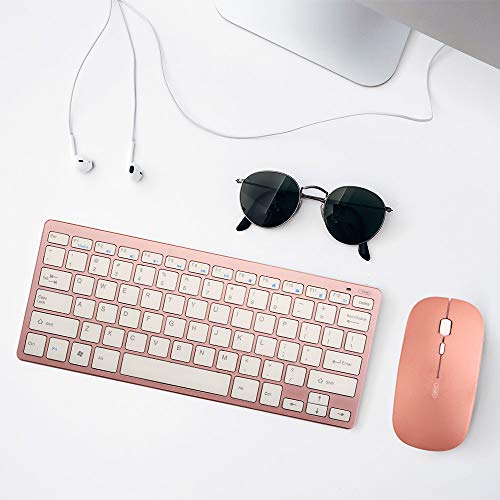 INPHIC Ratón inalámbrico Recargable 700mAh, Silencioso 2.4G Raton Ordenador con Receptor USB, Ultra Delgado 1600 dpi Mouse inalambrico para computadora portátil, PC, Mac, Oro Rosa