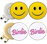 Adhere Golf Ball Markers Personlized Logo Enamel with A Strong Magnetic Hat Clips A Premium Golf Gifts for Golfer (Style O Smile+Gold Birdie)