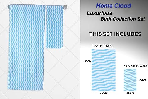 Image of HomeCloud Ultra Soft 300 GSM Bath Towel Set | 3X Softer Than Cotton Towels | Highly Absorbent & Ultra Fast Dry | Perfect for Home, Pool, Spa & Gym |Set of 2 (1 Bath (140x70cm), 1 Face Towel (75x35cm)