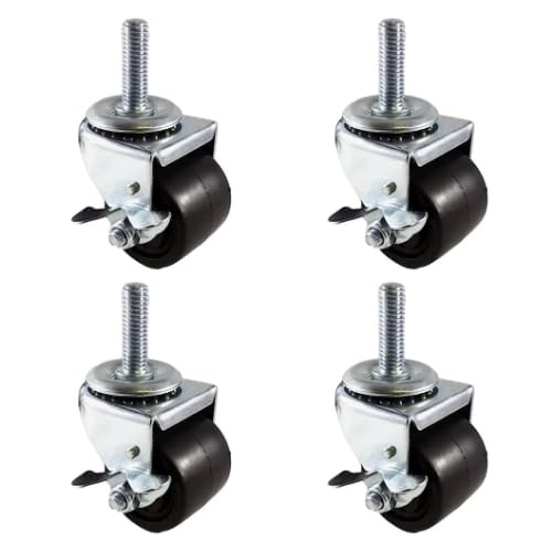 CasterHQ Brand - Rueda de vástago de perfil bajo de 2 pulgadas con freno, vástago roscado de 12 a 13 x 1-12 pulgadas, juego de 4 CasterHQ Brand - Rueda de vástago de perfil bajo de 2 pulgadas con freno, vástago roscado de 12 a 13 x 1-12 pulgadas, juego de 4