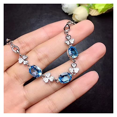 Bracelet en topaze naturelle pour femme avec motif fleur en argent 925