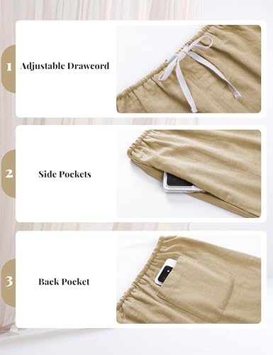 EsheSy Womens Cotton Linen Mini Skirts Drawcord Waist Short A-Line Skirts with Pockets2