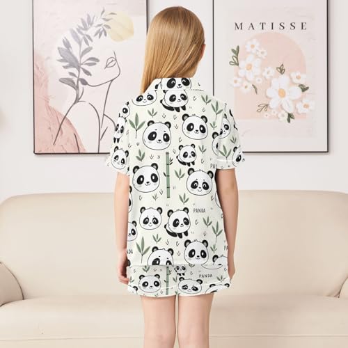 ALAZA Cute Panda Tree Animal Pajamas Satin Pajama Set Short Sleeve Button Down Sleepwear4