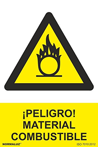 Normaluz Rd36672 - Señal Adhesiva ¡Peligro! Material Combustible Adhesivo De Vinilo 10X15 Cm Con Cte, Ripci