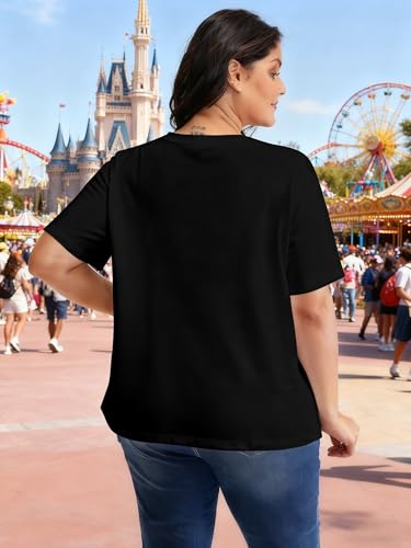 Image of NANYUAYA Plus Size Magic Shirts for Women Castle Kingdom Graphic Magical T Shirt Cute Holiday Princess Tee Vacation Tops