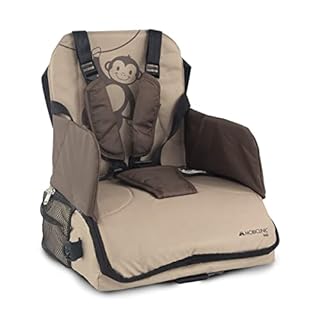 Mobiclinic® kids, Seggiolino portatile bambini, Seggiolone da viaggio, Monkey, 6 a 36 mesi, Fino 15kg, Pieghevole, Imbracatura regolabile 5 punti, Con portaoggetti, Beige