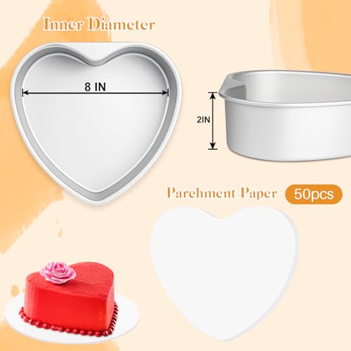8 Inch Heart Shaped Cake Pans,2 Pack Non-stick Aluminum Heart Pan - Image 2
