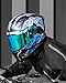 ILM Motorcycle Helmet Full Face with Pinlock Compatible Clear&Tinted Visors and Fins Street Bike Motocross Casco DOT Model Z501(Manta Blue, X-Large)
