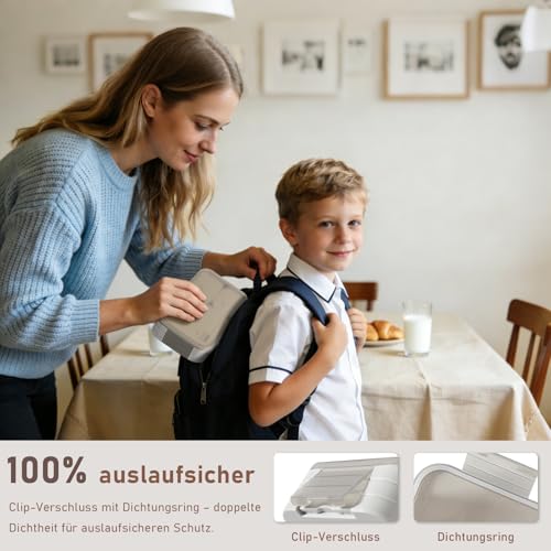 Swkien Brotdose Kinder mit Fächern, Auslaufsichere Lunchbox Bento Box Kinder, 1100ml 3 in 1 Jausenbox mit Fächern… – Ansicht 3