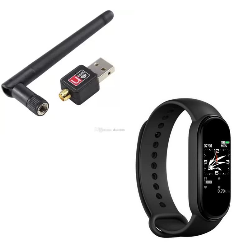lapras Combo Pack of 2 Items - M9 Smart Watch Activity Tracker Band with Many Features Like Steps Counter, Calorie Counter, WiFi-Antenna (1 Year Warranty)
