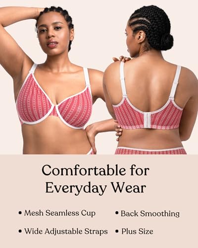 Image of HSIA Minimizer Bras for Women Enchante Full Coverage Underwire Bras Plus Size Lifting Floral Lace Bra for Heavy Breast