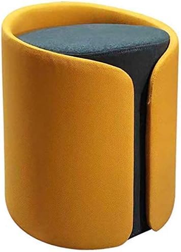 Tabouret repose-pieds rembourré gris et jaune pour salon et coiffeuse