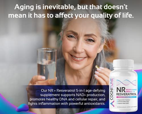 Nr With Resveratrol Anti Aging Supplement - Increase Nad+, Dna & Cellular Health, Longevity, Vitality. 5-In-1 Formula - Nicotinamide Riboside, Trans Resveratrol, Vitamin C, Grape Seed, Pine Bark #TOP2