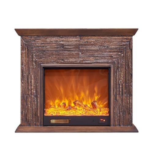 XXAD553TY Chimenea de Pared Chimenea Independiente Retro con repisa de Roble, Calentador eléctrico con Efecto de Llama Realista y Control Remoto. Chimenea(Grande)