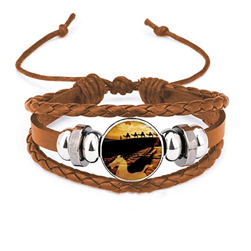 Bracelet en cuir camel désert route de la soie, accessoire look bohème