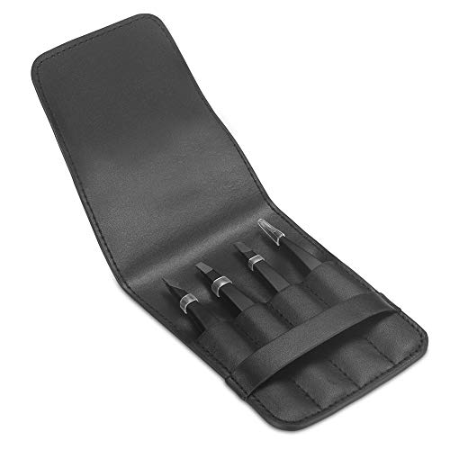 Pefei Tweezers Set - Professional Stainless Steel Tweezers For Eyebrows - Great Precision For Facial Hair, Splinter And Ingrown Hair Removal (Black) #TOP5