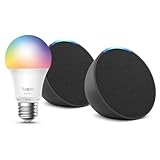 Echo Pop | Anthrazit, 2er pack + Tapo L530EA Smart Bulb (E27), Funktionert mit Alexa - Smart...