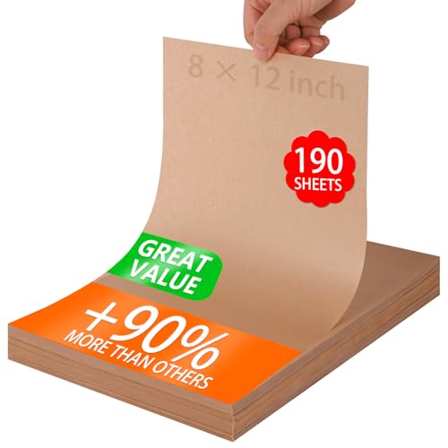 Image of WMKGG 8x12 Inches Parchment Paper Sheets,190 PCS Precut Baking Parchment | Non-Stick,for Baking Grilling Air Fryer Steaming Bread Cakes Cookies and More(Unbleached)