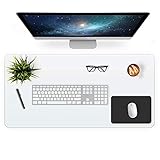 Clear Desk Pad Blotter 16 X 32 Inch Office Desk Mats Table Protector on Top of Desks for Laptop Computer Keyboard Transparent Desktop Cover Vinyl PVC Desk Writing Mat with Mouse Pad Waterproof Plastic