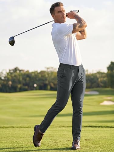 JMIERR Men's Skinny Stretchy Suit Pants Slim Fit Slacks Tapered Trousers - Image 4