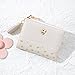 Stylifeo Fashion Wallets Girls Cute Small Bow Wallet Aesthetic Card Holder Bifold Wallet Coin Purse Cash Pocket with Zipper for Women, Beige, PU Leather
