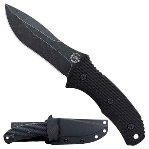 Off-Grid Knives - Backcountry Blackout V2 Fixed Blade with Cryo D2 Blade Steel, Full Tang, Grippy G10 Scales, Kydex Sheath with Lo-Pro Belt Clip, Camping, Hunting, Bushcraft, Survival