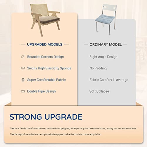 Sutailocus Chair Cushions For Dining Chairs Set Of 4 Double Piping Kitchen Chair Cushions 2 Ties Seat Cushions For Kitchen Chairs 17X17X2 Inch Double Sided Chair Pad (Cream) #TOP1
