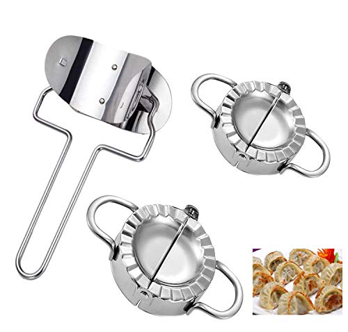YAYOSUE 3PCS Dumpling Maker and Cutter Stainless Steel Dumpling Ravioli Skin Maker Empanada PressPie Mold Dough Stamp Cutter Pierogi Wrappers Mold Pastry Making Tools Kitchen Accessories