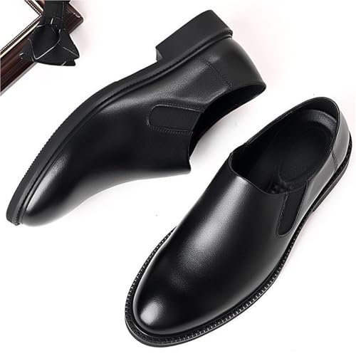 British Gentleman Vintage Oxford Shoes Pointed Toe Leather Business Casual Slip On Height Increase Trendy Footwear2