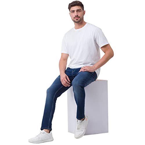 Image of Spykar Men's Kano Slim Fit Mid-Rise Jeans (Ankle Length)
