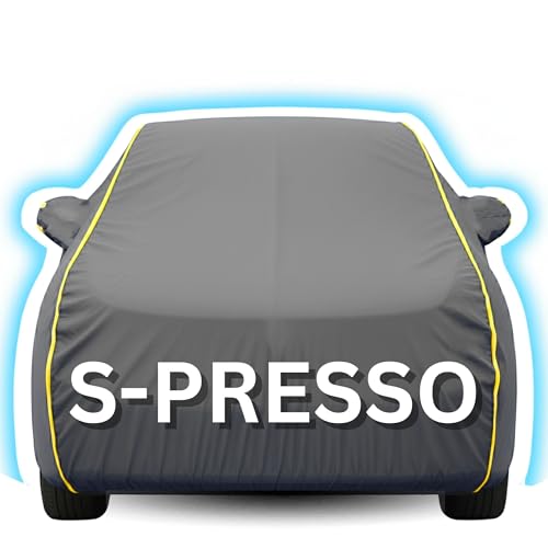 Image of Kayme Premium Grey S-Presso Car Cover Waterproof for (All Models & Variants - Petrol, Diesel, CNG & EV) |Speacially Custom Fit with Mirror Pockets |All-Weather Protection - Outdoor Car Body Cover