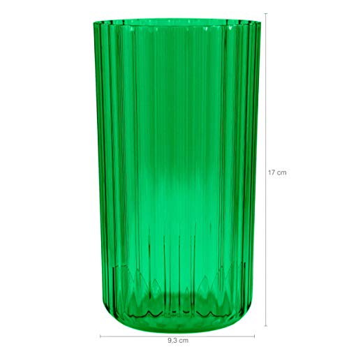 Vaso De Flor M Decorativo Planta Translucido Groove Jardim Verde Botânico