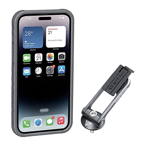 Topeak RideCase mit Halterung – kompatibel mit Apple iPhone 14 Pro Max, stoßfeste Fahrrad-Smartphone-Hülle mit QuickClick-Mount & Flipstand