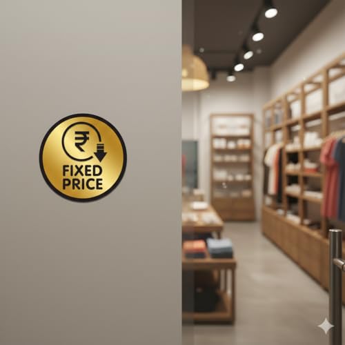Image of Premium Brushed Golden Black Sign Fixed Price For Glass Doors 6 Inch For Office, Stores, Cafe, Hotel, Restaurant, Business & Shop, Self-Adhesive, Acrylic Signage