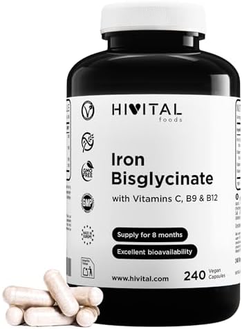 Hierro 14 mg. 240 cápsulas veganas para 8 meses de tratamiento. B...