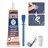 Fabric Glue Permanent, Washable Clothing Glue for All Fabrics, Waterproof Adhesive for Leather, Denim, Cotton, Polyester, Ideal for Patches, Repairs & Crafts (60ml)