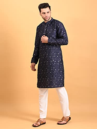 Image of Uri and MacKenzie Embroidery Silk Men's Kurta Pyjama Set