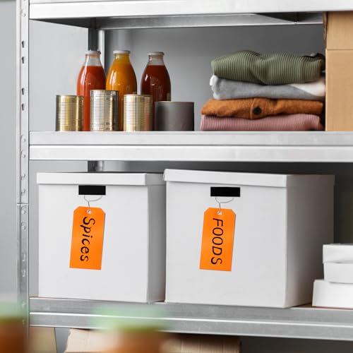 AmazonBasics 100pc Plastic Shipping Tags - BrieFcase Wires, Blank with Reinforcement Hole, Orange, 6 1/4" x 3 1/8" Durable Waterproof Hang Tags
