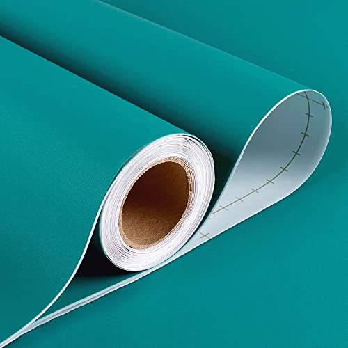 Stickyart Teal Green Wallpaper Peel And Stick Solid Wallpaper For Bedroom Accent Wall Solid Color Contact Paper Decorative Removable Self Adhesive Wallpaper For Bathroom Waterproof Modern 12"X160" #TOP28