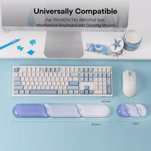 Image of EPOMAKER CloudGel Wrist Rest for Keyboard and Mouse, 2 Pieces | Silicone Wrist Support, Anti-Slip Rubber Bottom, Ergonomic Design, Suitable for Office /Computer /Laptop /Gaming (Blue)