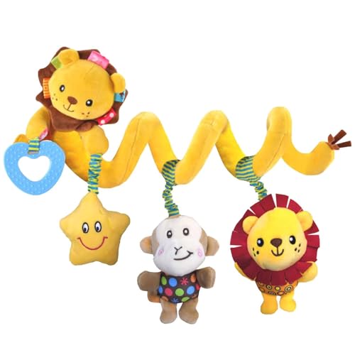 Riaisttd Actividad del Asiento del automóvil Juguete, Asiento para el Asiento del automóvil | Ratch Carseat Toy Lion Lion Plush Activity Play Doll | Accesorios de Cuna de Estiramiento sensorial de