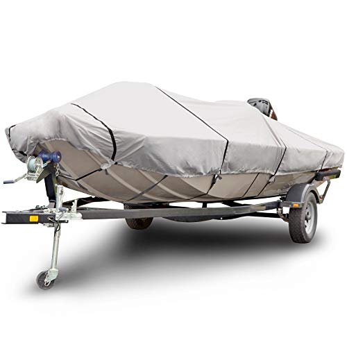 Budge 1200 Denier Flat Front Boat Cover Gray 16'-18' Long (Beam Width Up to 90