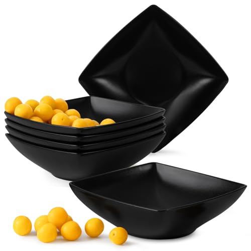 KONSIMO EPIRI Geschirrset 6 Personen, 18-teiliges Tafelservice aus Steinzeug – Modernes Teller Set mit Speisetellern, Frühstückstellern & Schalen Geschirr Set (Schwarz Matt, für 6 Personen)